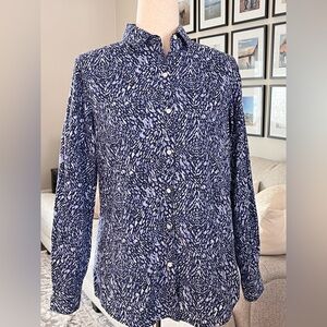 J Mclaughlin Lois Button Up Blouse in Blue Beatriz Size XS